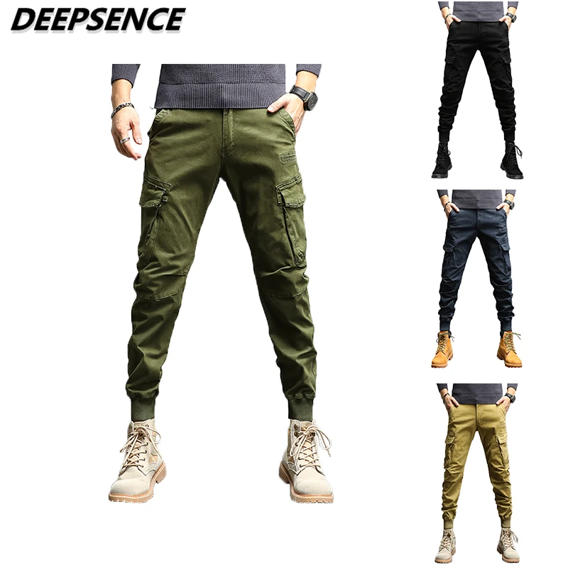 Men Casual Pants 2021 New Cargo 95% Cotton Fashion Pockets Portable Trousers Elastic Leg Opening Pencil | Мужская одежда