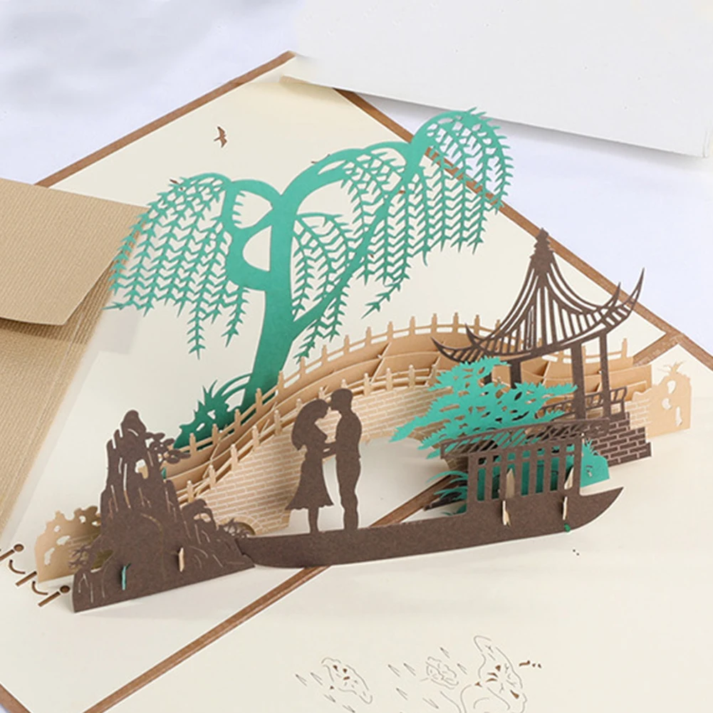  3D Wedding Invitation Greeting Card Postcards With Envelope Folding Party Holiday Paper DIY New Yea - 4.00043E+12