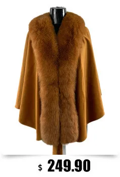 TOPFUR New Fashion Winter Female Cape Real Fur Cape For Women Real Fox Fur Cape Outerwear Bat Sleeved V-Neck Grey Loose