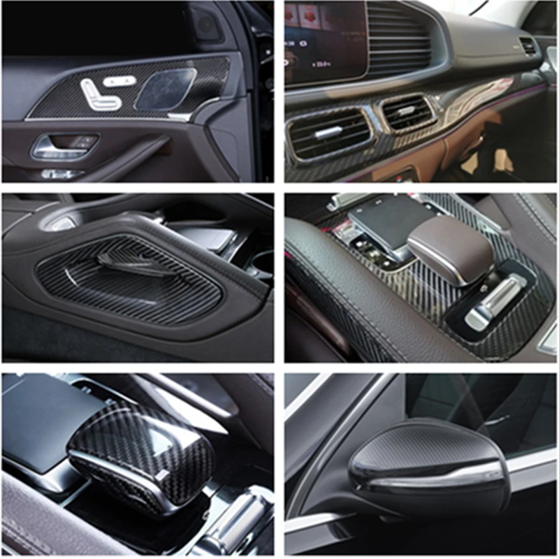 For Mercedes Benz GLE Class W167 GLE350 400 2020 GLS X167 Carbon Fiber Car Interior Central Console Gear Shift Panel Frame Trim