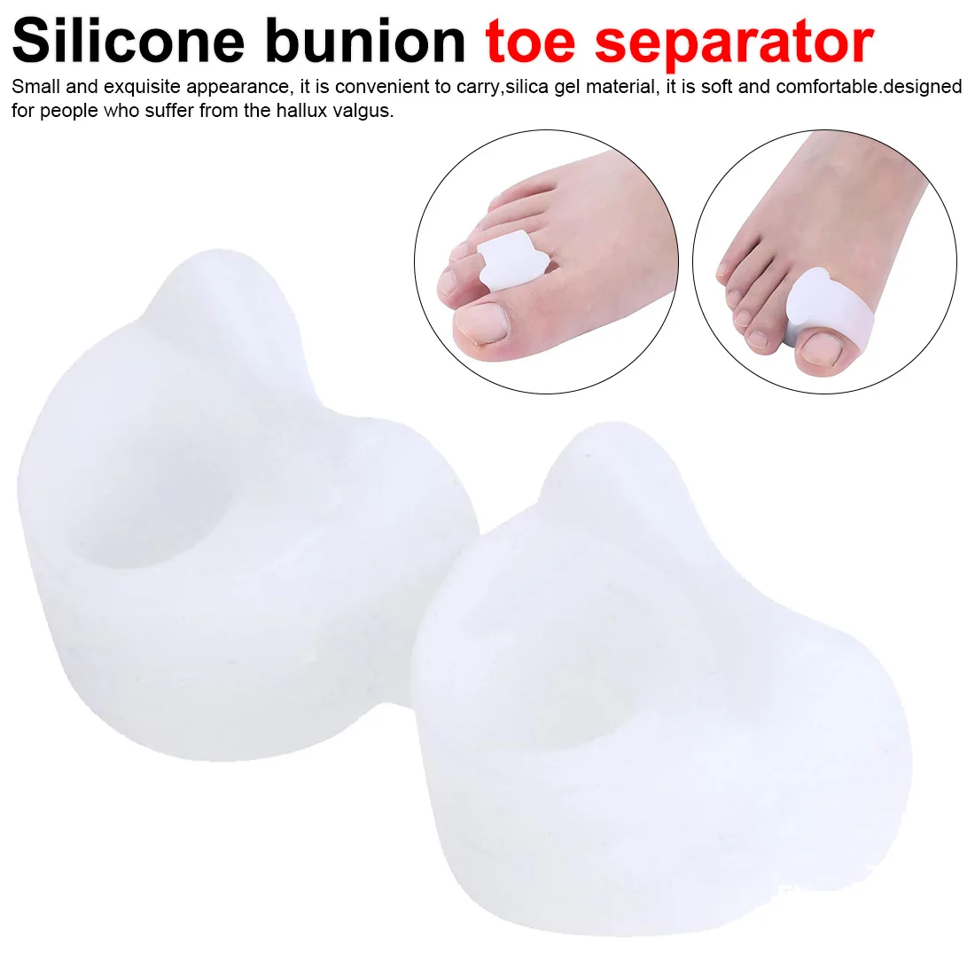 

1Pair Silicone Toe Corrector Gel Protector Toe Finger Separator Hallux Valgus Pedicure Tools Foot Care Corrector For Toes