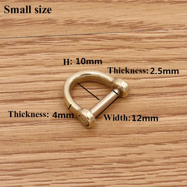 1 x Solid brass D shackle Clasp Metal Buckle Keychain Ring Hook screw pin joint Connecter Bag Strap Clasp Leathercraft Accessory Small