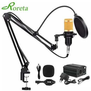 

Roreta 3.5mm Wired Microphone Professional Condenser Audio KTV Karaoke Microphone BM800 Phantom Power Studio Vocal Recording Mic