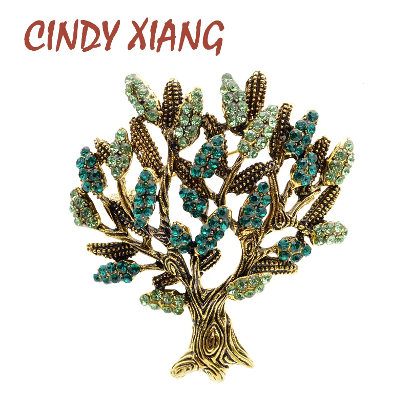 CINDY XIANG 2 цвета в наличии стразы броши виде дерева для женщин Винтажная модная