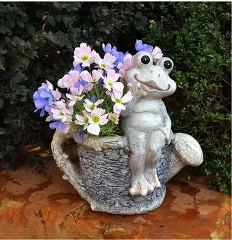 

PASTORAL RESIN FROG SCULPTURE MEATY FLOWER POT ORNAMENTS OUTDOOR GARDEN VILLA FURNISHING COURTYARD LAWN BALCONY DECORATION CRAFT