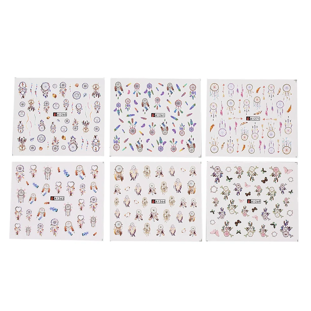 

12pcs Dream Catcher Flower Nail Art Stickers Water Transfer Decals Mixed Pattern Nail Stickers Foil Manicure Nail Art Decoration