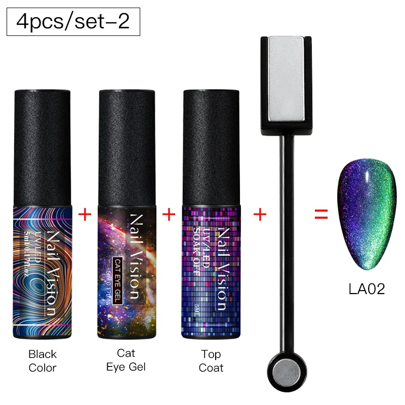 Nail Vision 5 мл 9D Galaxy Cat Eyes светодиодный Гель-лак для ногтей Хамелеон для использования с магнитом замочить УФ-лак для ногтей черный базовый слой - Цвет: ZH08043