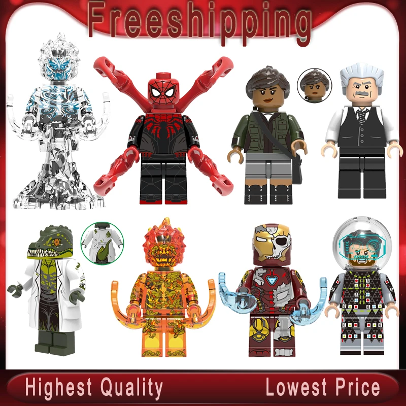

Spider-Man 2 Far From Home Lizard FireElemental Wind element Mysterio Iron Man Building Blocks bricks Toys Child Gift X0268