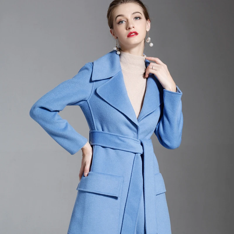 baby blue wool coat womens
