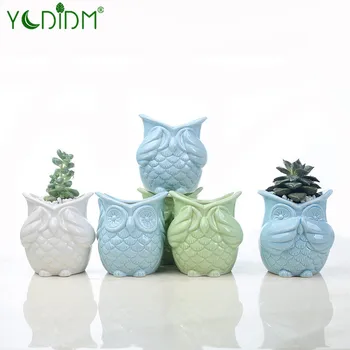 

Owl Shape Ceramic Planter Desk Flower Pot Creative FlowerPots Cute Design Pots Balcony Owl Succulent Flowerpot Home Decor