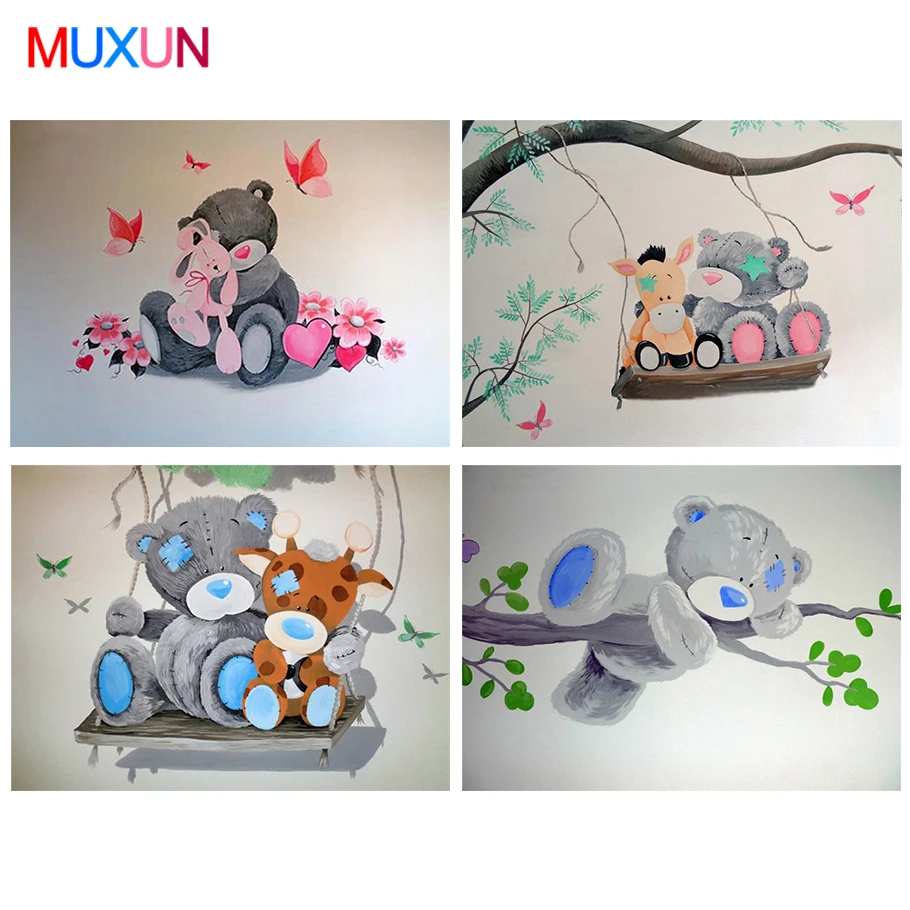 

Muxun 5D Diy Full Diamond Embroidery Cartoon Bear Diamond Painting Cross Stitch Round Square Drill Rhinestone Child Gift Jq411