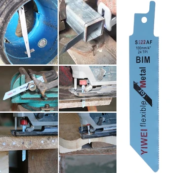 

5 Pcs S522AF 100mm 4" BIM Reciprocating Sabre Saw Blades Set Flexible For Metal