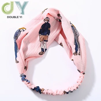 

Fashion fabric Pink picture pattern cross knot bow chiffon floral hair accessories Free shipping