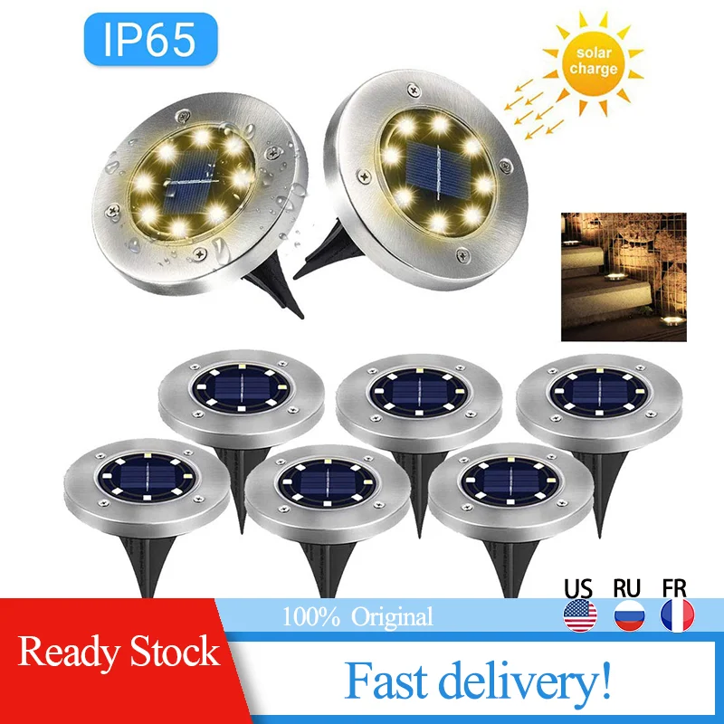 

Waterproof Solar Ground IP45 Lights 8/10 LED Outdoor Solar Disk Lights In-Ground Lights Solar Garden Landscape Lights Pathway