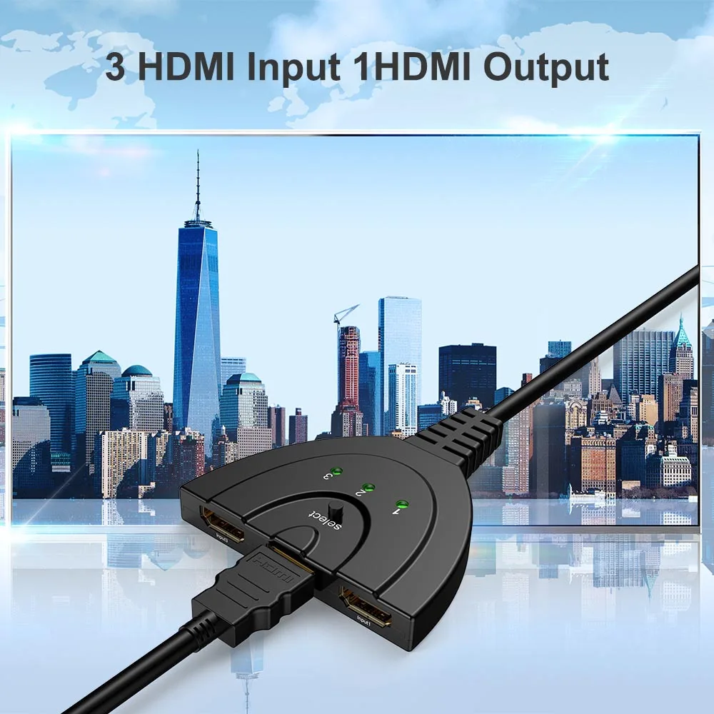 FSU HDMI переключатель Дубликатор концентратор 3 порта 1080P в 1 коммутатор сплиттер с