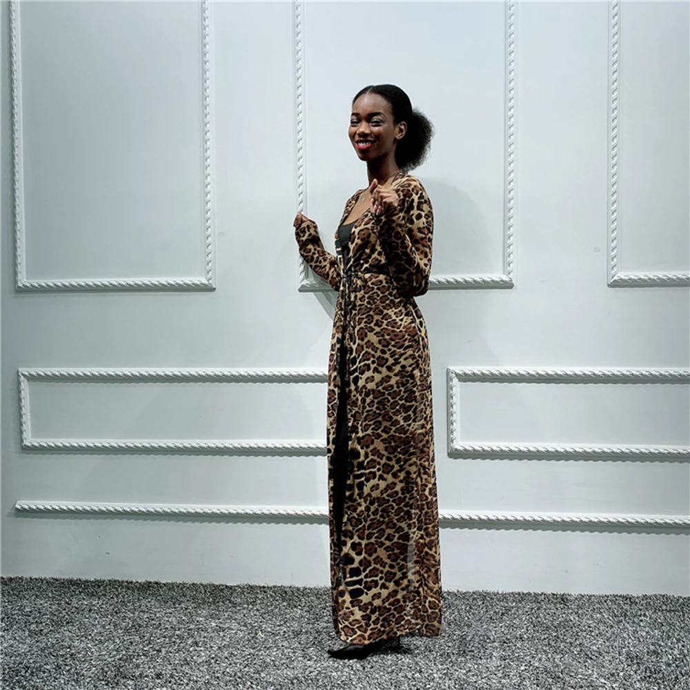 Leopard Hijab Muslim Dress Women Abaya Kimono Cardigan Saudi African Kaftan Dubai Caftan Pakistan Qatar Turkish Islamic Clothing
