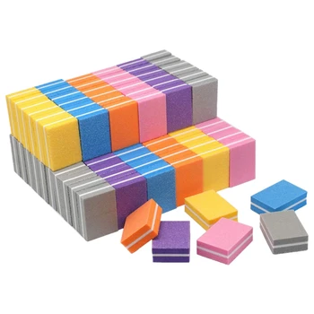 

50Pcs/Lot Mini Colorful Sandwich Nail File Buffer Block Pink Sanding Tools Pedicure File Nail Art Manicure Accessories