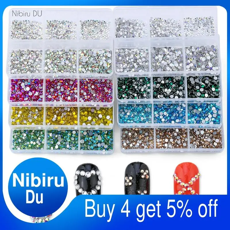 

1680 Pcs/box Nail Art Rhinestones Decorations Supplies Crystal Mixed Size Rhinestone Set For Art Nail Decoration Accessories