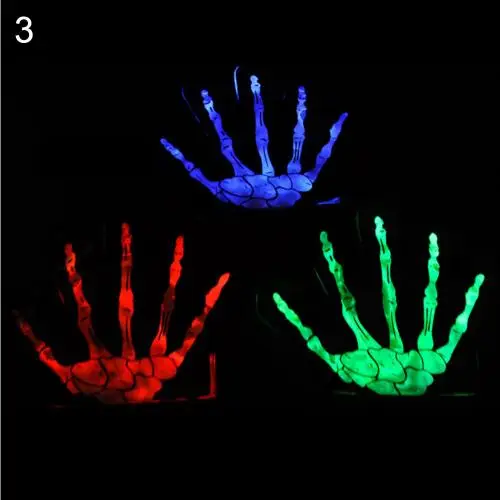 1 шт. Красочный светодиодный мигающий скелет перчатки оборотня вечерние реквизит шутка шалость игрушка - Цвет: Random Color 3
