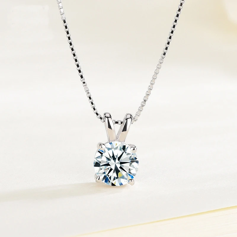 

2ct Lab Diamond Solitaire Pendant Necklace 925 Sterling Silver Choker Statement Necklace Women Silver 925 Jewelry With Box Chain
