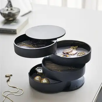 

42 New Jewelry Boxs Creative 4 Layers Rotatable Plastic Jewelry Container Case Earring Ring Multi-Function Jewelry Storage Box