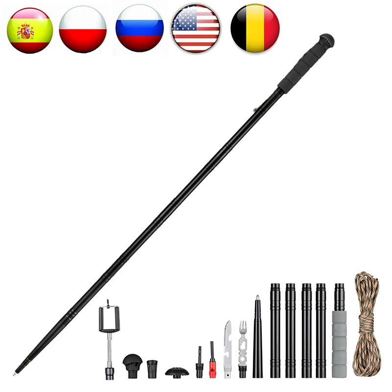 Multifunction Trekking Poles Ultralight Survival Hiking Stick Poles 6063 Alloy Multi Folding Walking Pole Stick Outdoor Gear