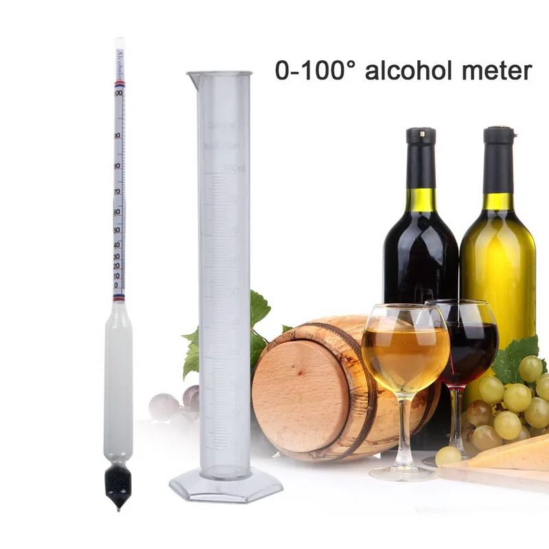 

Hydrometer Tester Vintage Measuring Bottle Set Tools Alcoholmeter Alcohol Meter Wine Concentration Meter 0-100 Hydrometer Alcoho