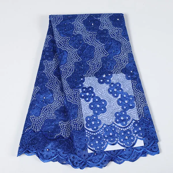 royal blue Новейшая бордовая синяя вышитая бисером африканская кружевная ткань высокого качества нигерийское Свадебное кружево Французский Тюль Чистая кружевная ткань для вечерние платья - Цвет: royal blue