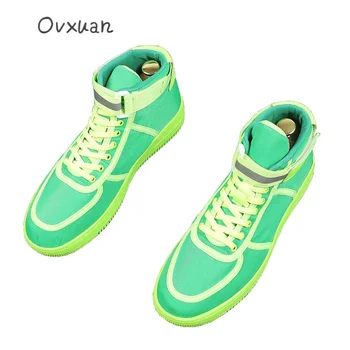 

OVXUAN All Green Sneakers Male Fashion High Top Casual Ankle Boots Mens Sports Designer Canvas Shoes Luxury Brand Boots Men 2020