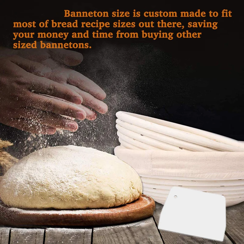 TEYAAO Rattan Bread Proofing Basket Natural Round Rattan Wicker Dough Fermentation Sourdough Banneton Bread Basket