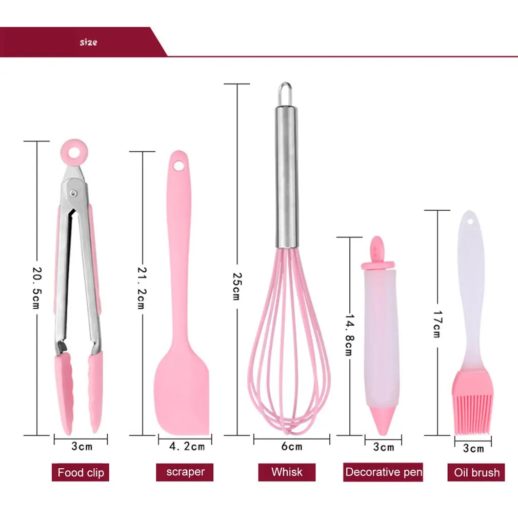5 шт./компл. силиконовые Пособия по кулинарии, инструменты для вышивки, яичное било ложка масляная кисточка для Кухонные принадлежности Кухня посуда Пособия по кулинарии ящик для инструментов