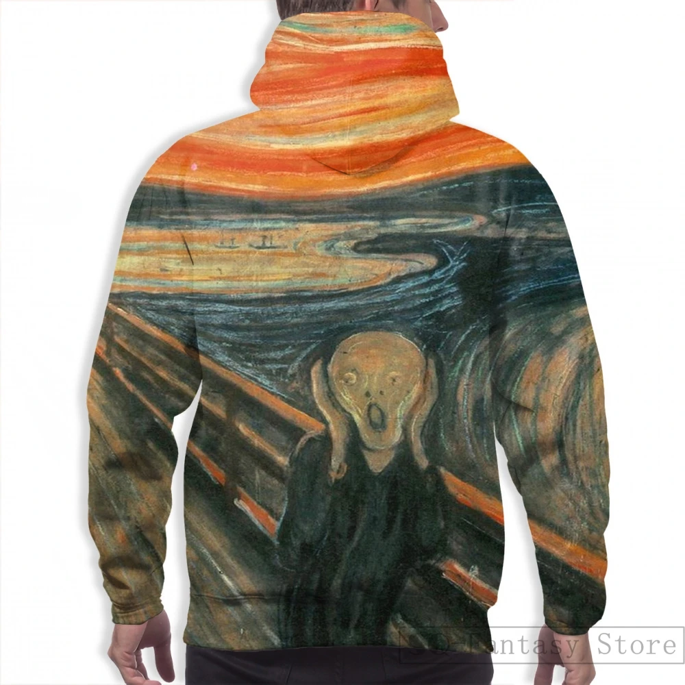 Мужские толстовки, свитшоты для женщин funny the Crime edvard munch с принтом, Повседневная Толстовка с капюшоном, Streatwear
