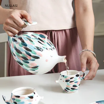 

Creative fish-shaped cup, teapot, plate, explosive ceramic tea set, household hand-painted Japanese afternoon tea set