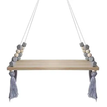

Wall shelf Child Decorative shelf hanging with Rope and Wooden Board Ins Style Shape Princess Bedroom