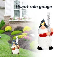 Rain Gauge Gnome Garden Decor Easy To Read Resin Dwarf Holding Measuring Tube Decorative Outdoor Lawn Rain Measurement Jardin