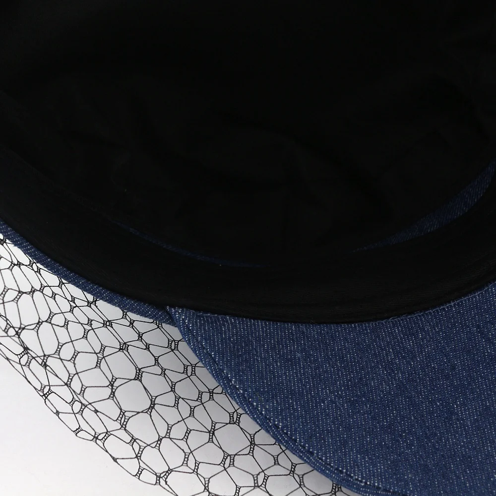 Fashion Mesh Lace Denim Flat Top Painter Hat Girl Street Style Beret Female Accessories
