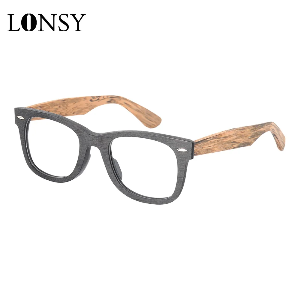 

LONSY Fashion Wood Grain Optical Myopia Glasses Frame Anti Blue Light Retro Style Square Computer Optical Spectacle Eyeglasses