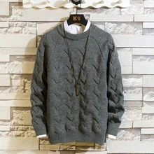 Winter Thick Sweater Men Warm Fashion Solid Color Casual Knit Sweaters Male Sweter Clothes Loose Long-sleeved Pullover Men M-2XL Winter Thick Sweater Men Warm Fashion Solid Color Casual Knit Sweaters Male Sweter Clothes Loose Long-sleeved Pullover Men M-2XL