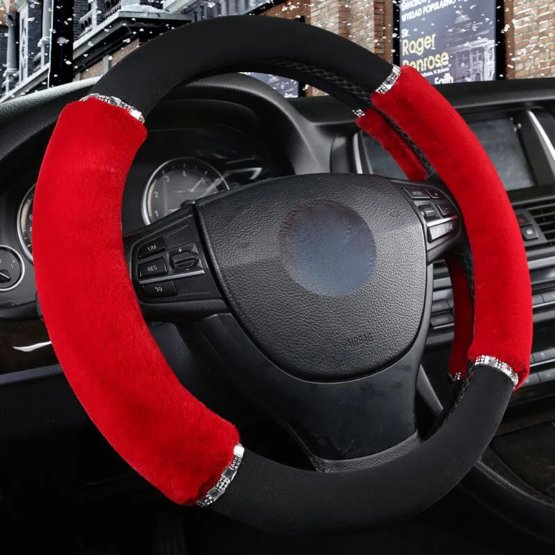 DUKEAUTO шерсть плюшевая оплетка посуда тепло милый чехол рулевого колеса автомобиля 38*8,2 см для lada kia hyundai golf