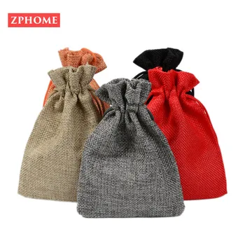 

Hot 50PCS Linen Jute Drawstring Pouch Cotton Mix Color Packages for Packaging Gift Wedding Party Christmas Candy Bags (4 size)