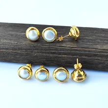 10 пар гальванических золотых цветов натуральный пресноводный жемчуг серьги-гвоздики, жемчужные серьги для женщин Свадебная вечеринка ювелирные изделия подарок ER1002