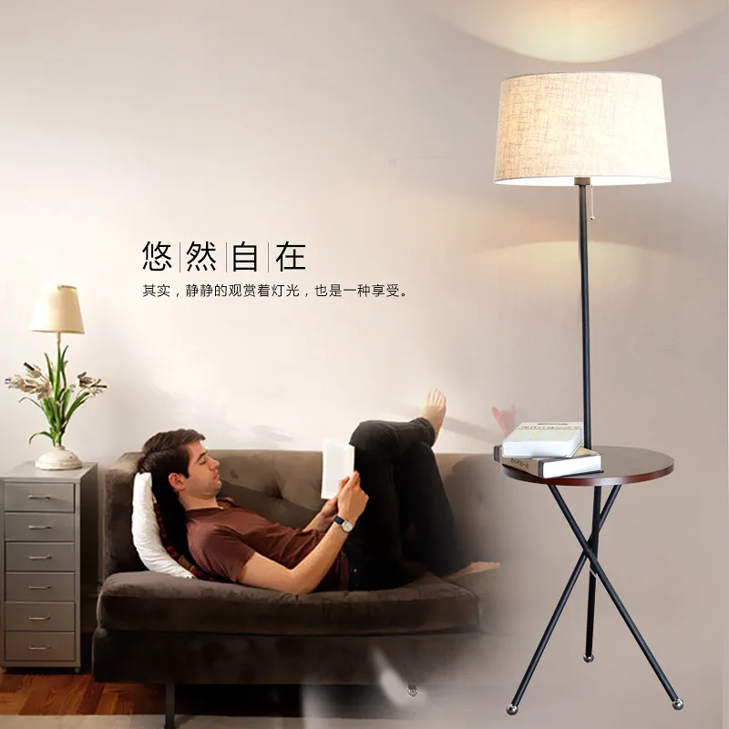

Carrier Floor Lamp Originality Wooden Personality A Living Room Sofa Tea Table Bedroom Exhibition Room Cloth Cover Floor Lamp