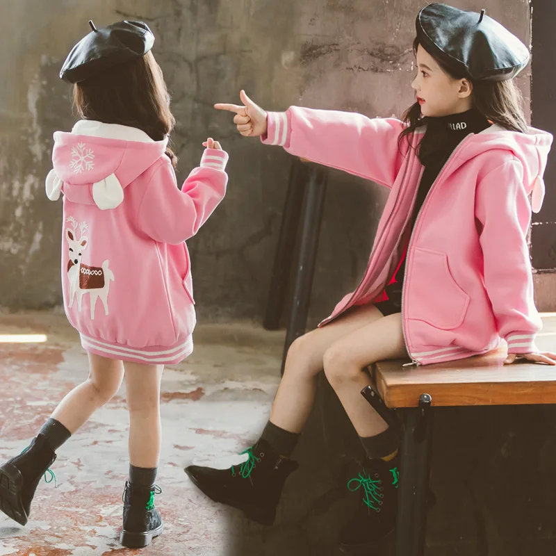 

Cartoon Christmas Kid Girl Jackets Winter Wool Coat for Girls Teens Autumn Jacket Warm Outerwear Children Windbreaker Teenagers