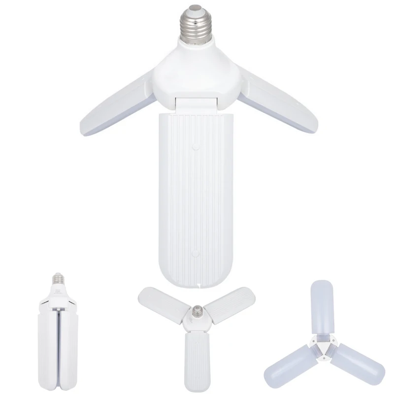 E27 Screw Bulb Foldable Fan Blade Bulbs 45W 60W Super Bright Angle Adjustable LED Pendant Lights 6500K for Home Garage