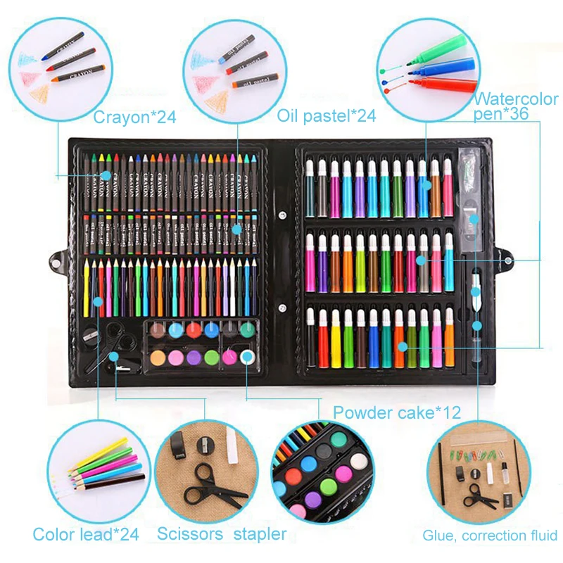 Online 150pcsWatercolor Bleistifte Set Bunte blei malerei Zeichnung Stift Art Set Kinder Kinder Malerei Skizzieren Wasser Farbe Bleistifte kit