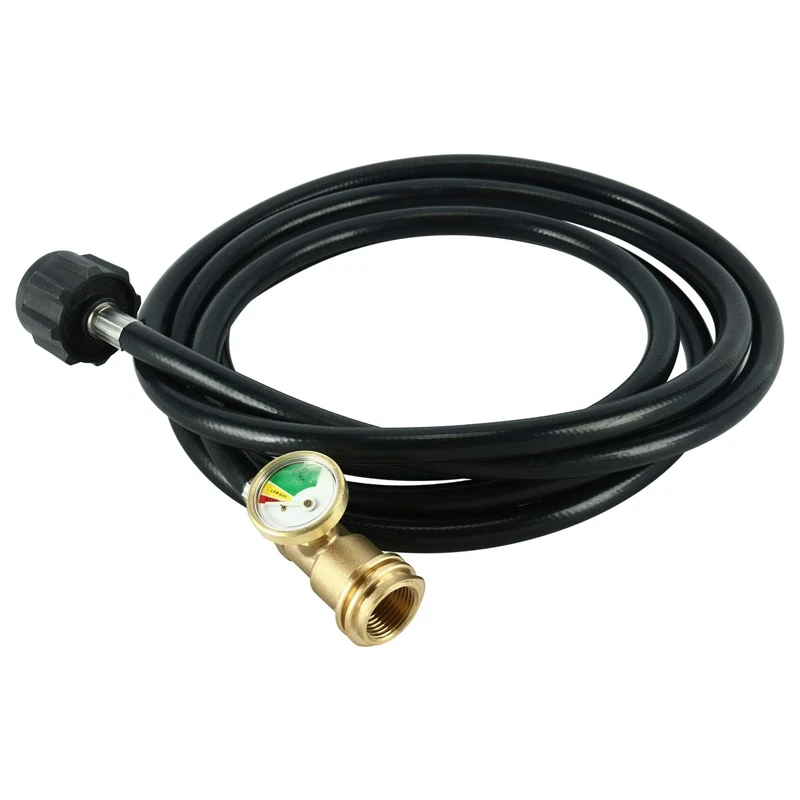 

HHO-12 Ft Propane Extension Hose With Gauge -Leak Detector Replacement For Gas Grill, Heater And All Other Propane Appliances, A