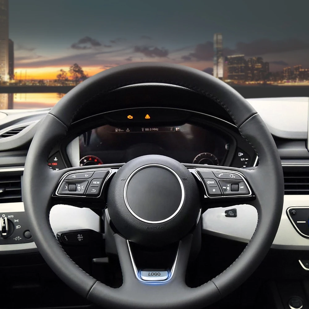 Для Audi A3 A6 C6 A4L Q3 Q2 Q5 Q7 Sline наклейка на руль 3D металлическая эмблема наклейка интерьерная наклейка тюнинг аксессуары