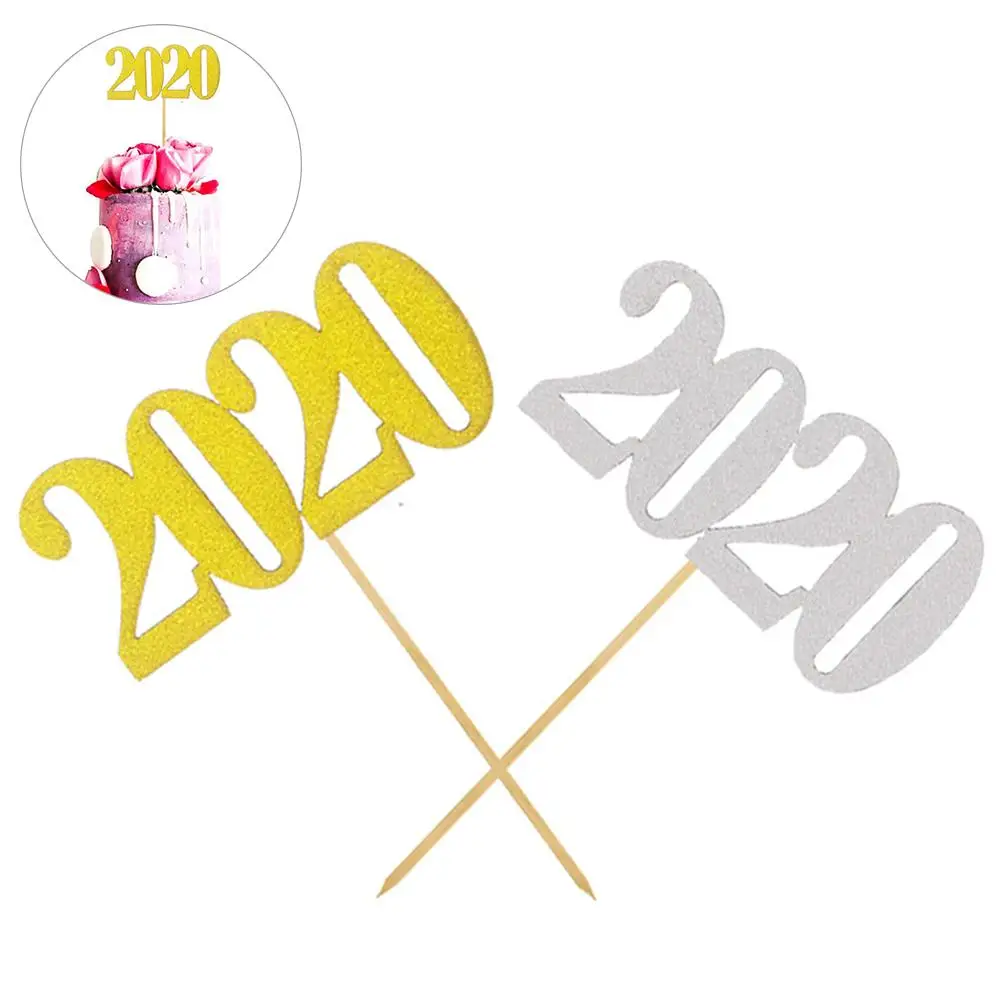 

2020 Non-toxic Cake Topper Flag New Year Birthday Wedding Party Cupcake Dessert Decoration
