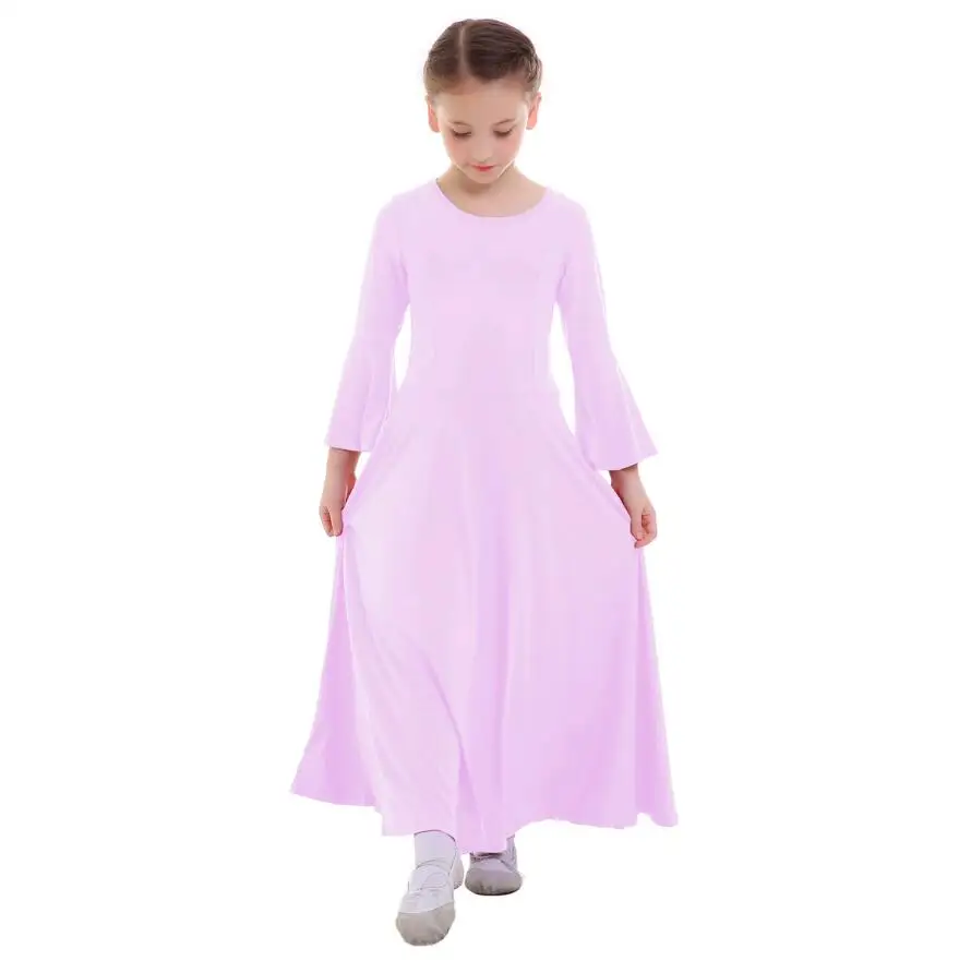 Детское балетное платье; платье для девочек; Плиссированное длинное платье для литургического танца; одежда для отдыха; балетное платье для танцев; Одежда для танцев - Цвет: light purple A