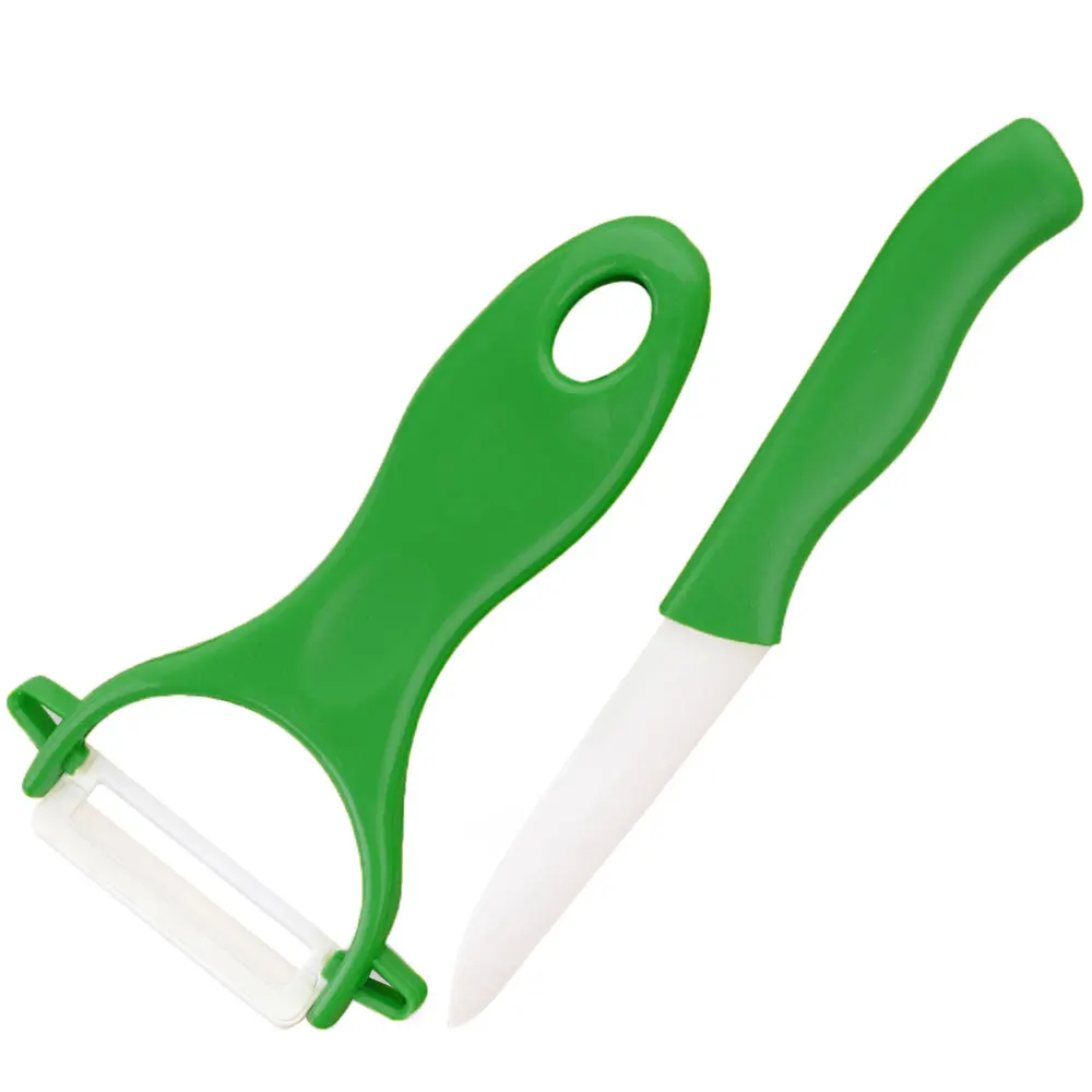 Green Набор столовых приборов для очистки фруктов столовые приборы терка для овощей набор ножей Керамический нож PP пластик приготовление пищи резка овощей - Цвет: Green